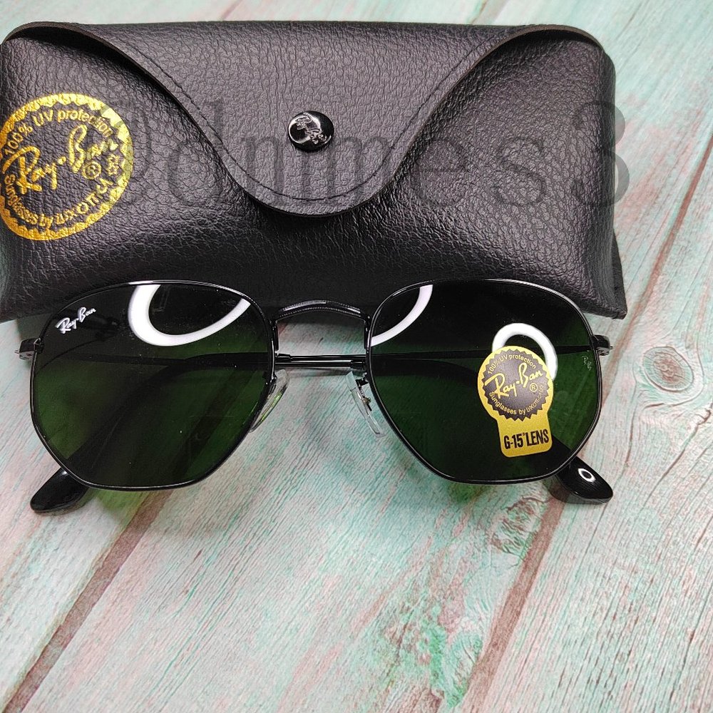👸Ray-Ban 3548 51mm Dark green lens with black frame Sunglasses
